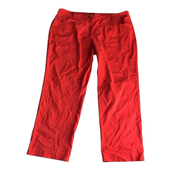 Zac & Rachel Womens Tapered Leg Ankle Pants Red 5 Pocket Design Plus Size 20W - Picture 11 of 16